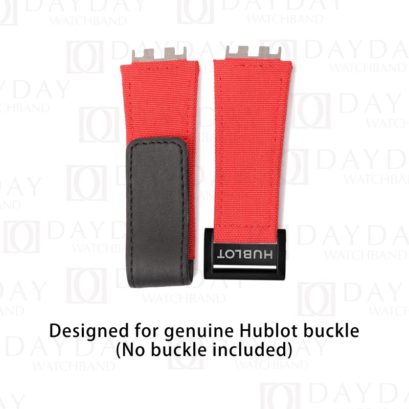 Custom red canvas velcro watch strap replacement for Hublot Big Bang E-40 Unico, Spirit of Big Bang, King Power for sale aftermarket