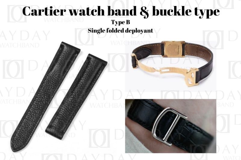 Daydaywatchband Cartier watch clasp guide for Cartier Tank Pasha Baignoire single deployant buckle leather watch band for sale