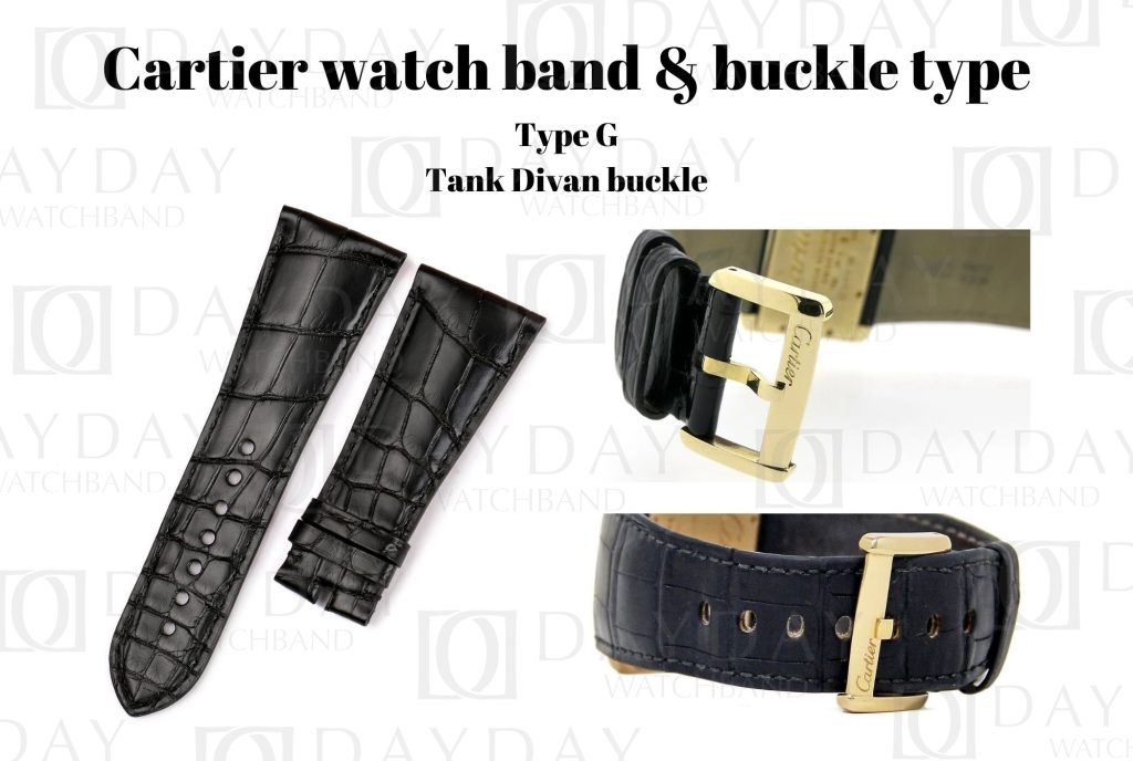 Daydaywatchband Cartier watch clasp guide for Cartier Tank divan pin buckle alligator leather strap for sale