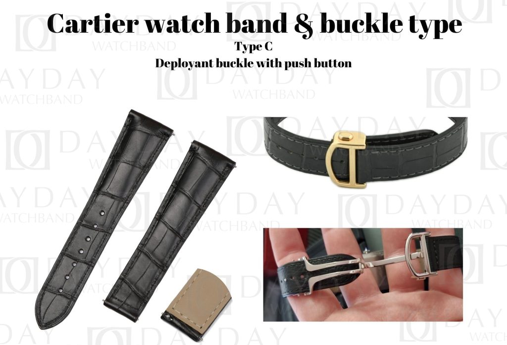 Daydaywatchband cartier watch buckle guide for deployant buckle with push button fit Cartier Tank Must Santos