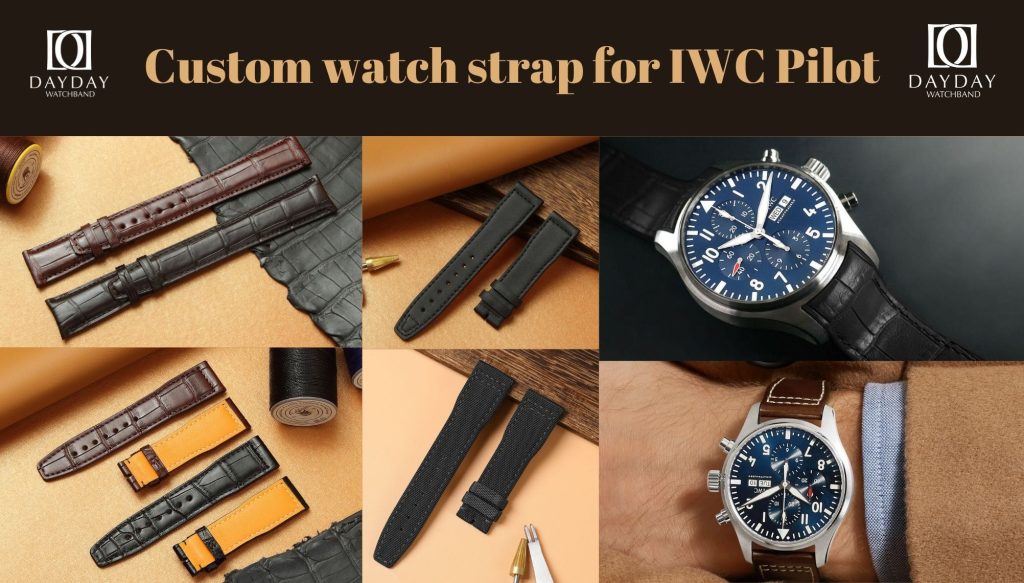 Daydaywatchband custom handmade alligator leather watch strap watchband wirst band watch belt replacement 22mm for IWC Pilot 41 43 46, Perpetual calendar, titanium, ref 5002 5004, Top Gun, Mark Xviii