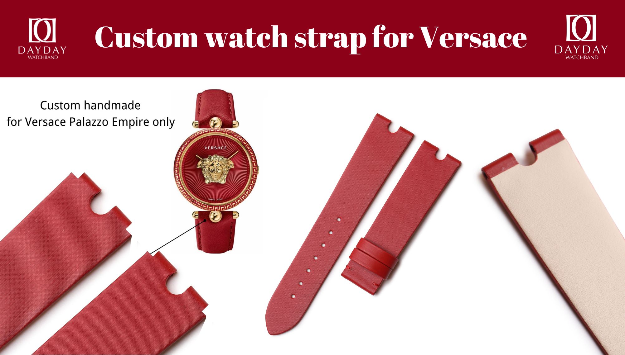 Daydaywatchband custom handmade satin leather watch strap watchband wirst band watch belt replacement for Versace palazzo empiremen and ladies watch