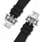 No buckle Included, strap compatible with the original Patek Philippe Nautilus clasp