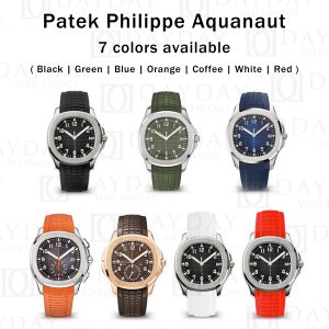 Orange Blue Green Coffee Black White Red rubber watch strap replacement 21mm for Patek Philippe Aquanaut 5167a 5168g 5164a men's watch for sale