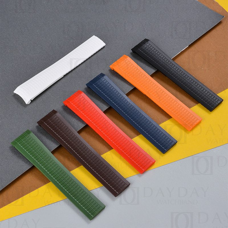 Orange Blue Green Coffee Black White Red rubber watch strap replacement 21mm for patek philippe aquanaut men's watch for sale