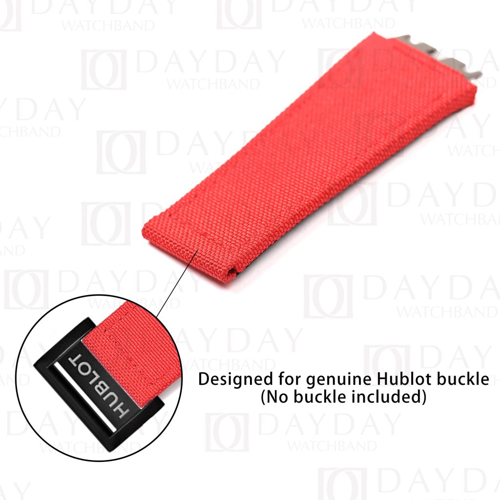 Original design custom color red canvas velcro watch band strap replacement for Hublot Big Bang E-40 Unico, Spirit of Big Bang, King Power aftermarket (2)