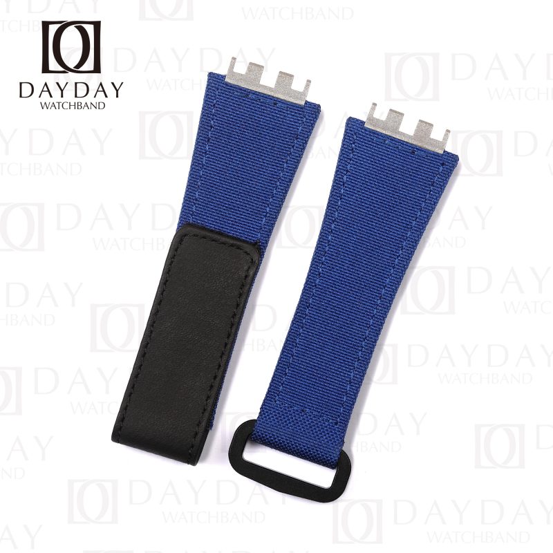 Shop Custom Blue canvas velcro watch strap replacement watch accessories for 2022 hublot Big Bang E 440 online (1)