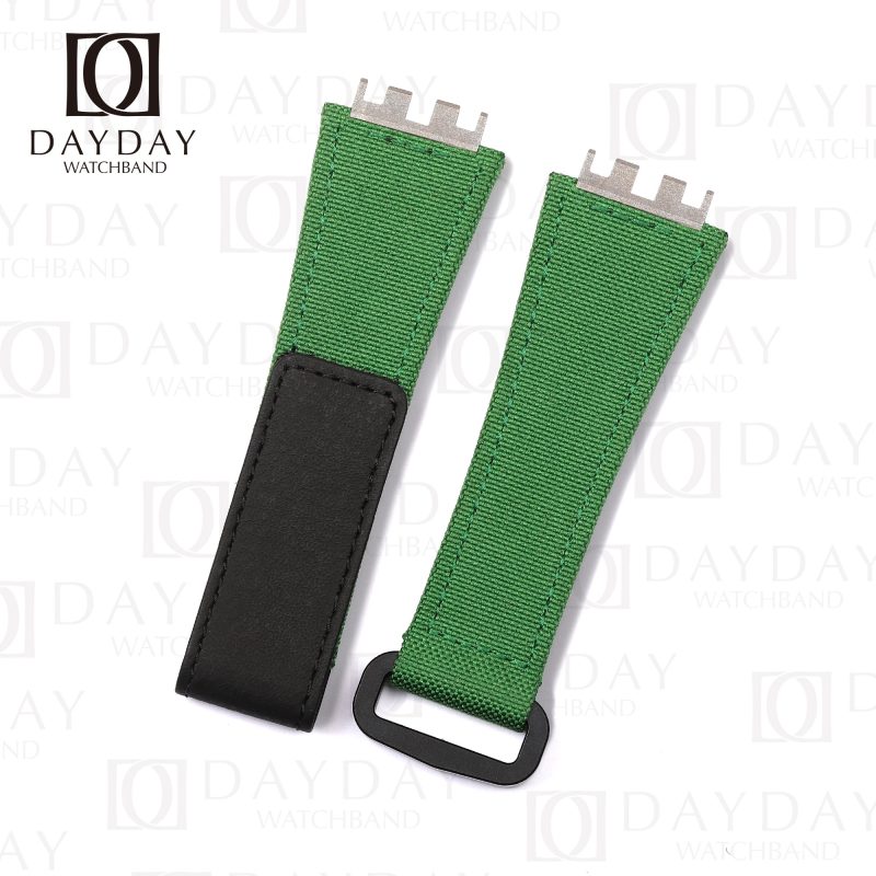 Shop Custom Green canvas velcro watch strap replacement watch accessories for 2022 hublot Big Bang E 440 online