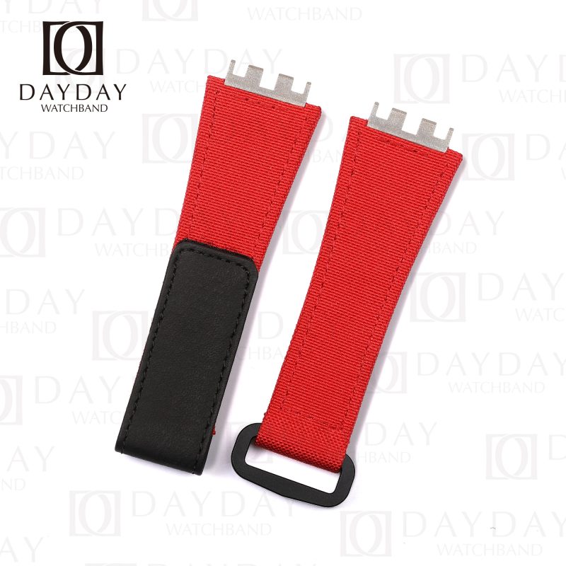 Shop Custom Red canvas velcro watch strap replacement watch accessories for 2022 hublot Big Bang E 440 online