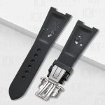 Shop comfortable FKM black rubber silicone watch bands for Patek Philippe Nautilus 5711 5712 watches aftermarket for sale at low price (2)