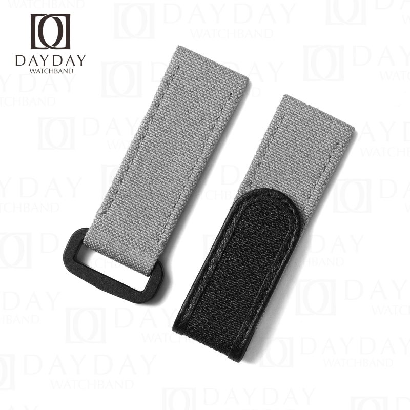 Shop custom handmade 18mm 20mm 22mm grey nylon canvas fabric velcro watch strap watch band for Omega Blancpain Rolex men and women's watch