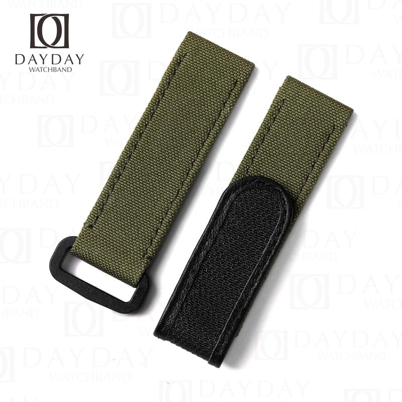 Shop custom handmade 18mm 20mm 22mm nylon army green canvas fabric velcro watch strap watch band for Omega Blancpain Rolex men and women's watch