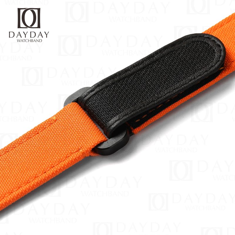 Shop custom handmade 18mm 20mm 22mm nylon orange canvas fabric velcro hook and loop watch strap for Omega Blancpain Rolex men and women's watch