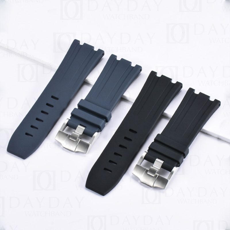 Waterproof dark blue black FKM rubber silicone watch strap replacement for Audemars Piguet Royal Oak Offshore 42mm men's watch