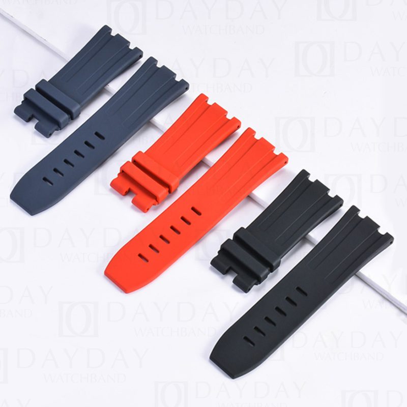 Waterproof dark blue black red FKM rubber silicone watch strap replacement for Audemars Piguet Royal Oak Offshore 42mm men's watch