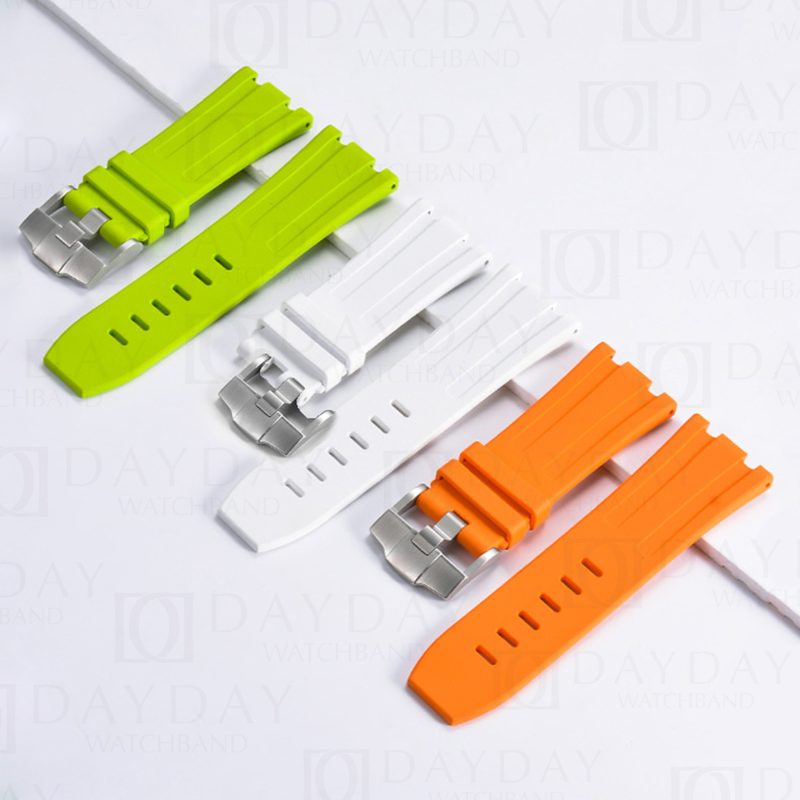 Waterproof green white orange FKM rubber silicone watch strap replacement for Audemars Piguet Royal Oak Offshore 42mm men's watch