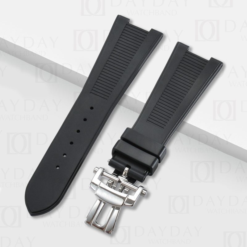 black FKM rubber silicone watch bands for Patek Philippe Nautilus 5711 5712 watches aftermarket for sale at low price