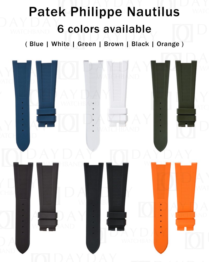 buy comfortable sweatproof tropic fkm 6 colors rubber silicone watch band replacement for Patek Philippe Nautilus men’s watches 5711 5712 5726 5980 aftermarket