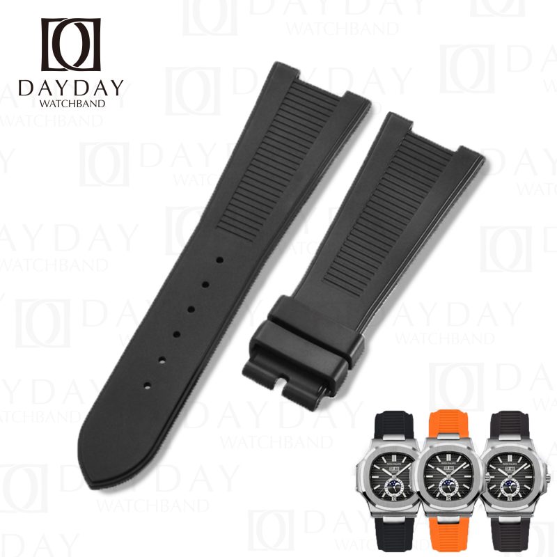 buy comfortable sweatproof tropic fkm black rubber silicone watch band strap replacement for Patek Philippe Nautilus men’s watches 5711 5712 5726 5980 aftermarket.jpg