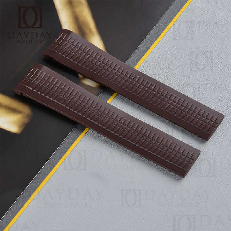 shop coffee rubber tropic watch strap wrist bands replacement 19mm for Patek Philippe Aquanaut 5167a 5168g 5164a for sale