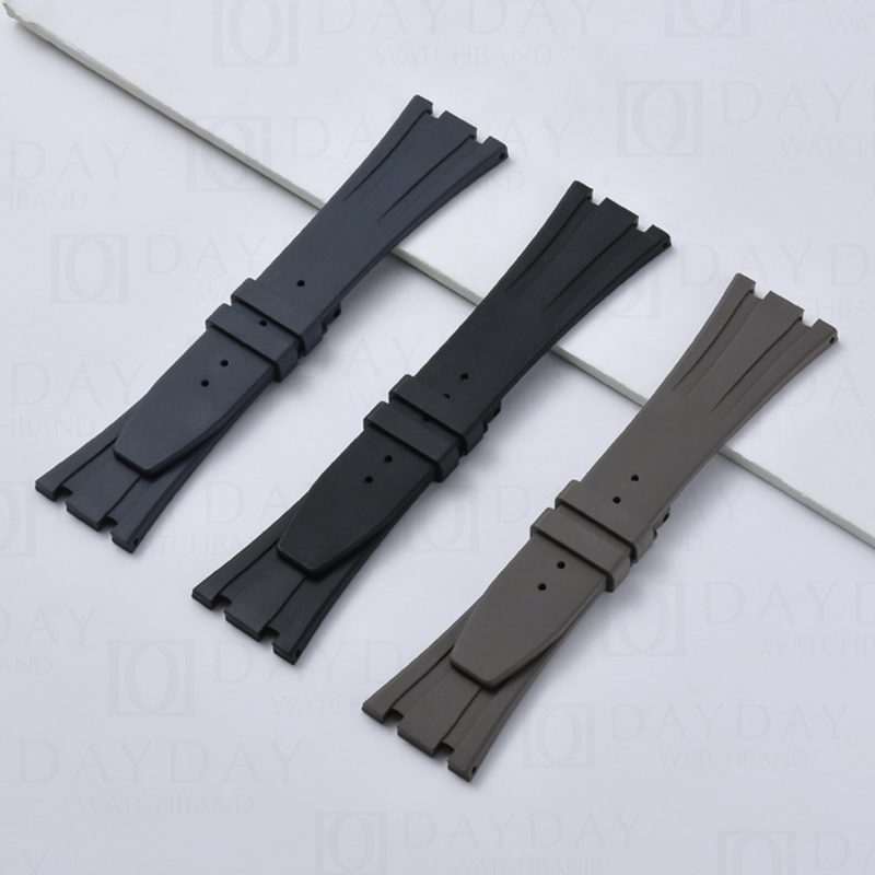 Buy Waterproof and sweatproof black grey FKM rubber watch band strap replacement Audemars Piguet Royal Oak 15300 15400 15500 26331 26320 26239 men's watch for sale