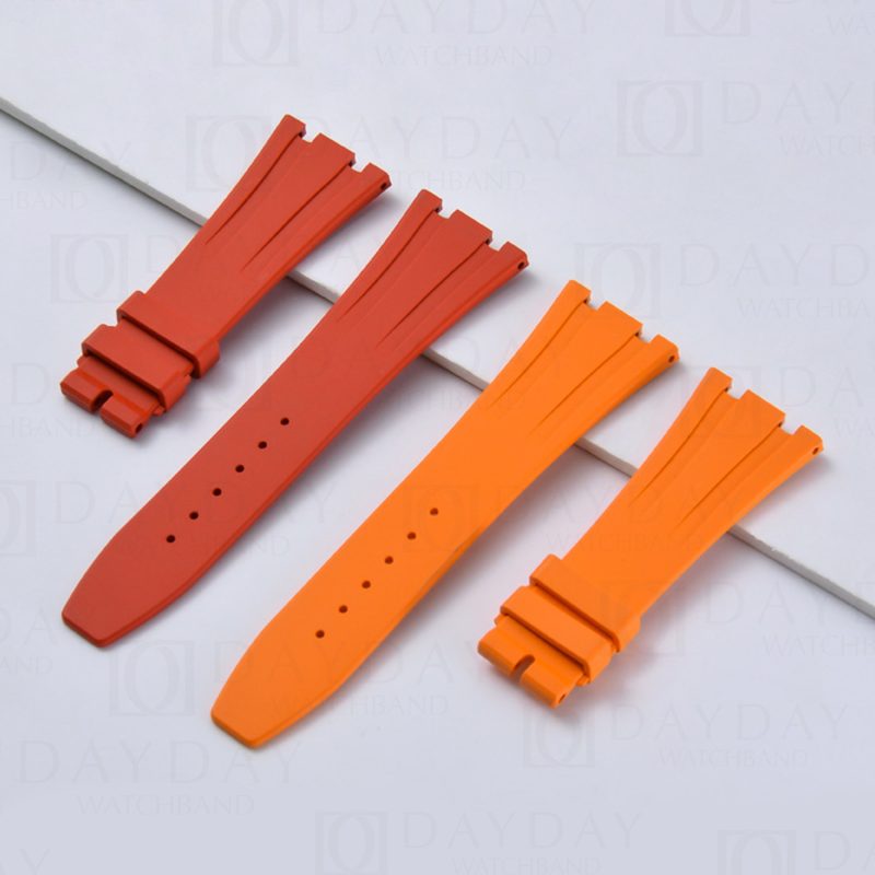 Buy Waterproof and sweatproof red orange FKM rubber band strap replacement Audemars Piguet Royal Oak 15300 15400 15500 26331 26320 26239 men's watch for sale