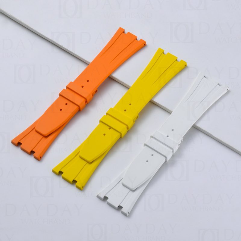 Buy Waterproof and sweatproof white yellow orange FKM rubber watch band strap replacement Audemars Piguet Royal Oak 15300 15400 15500 26331 26320 26239 men's watch for sale