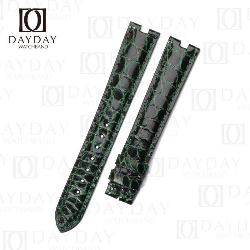 Buy bespoke Dark Green custom round scale alligator watch band replacement for cartier vendome must de for sale