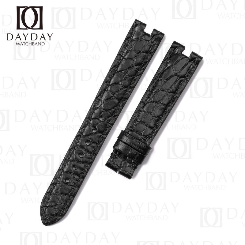 Buy bespoke black custom round scale black alligator watch strap replacement for cartier vendome must de for sale