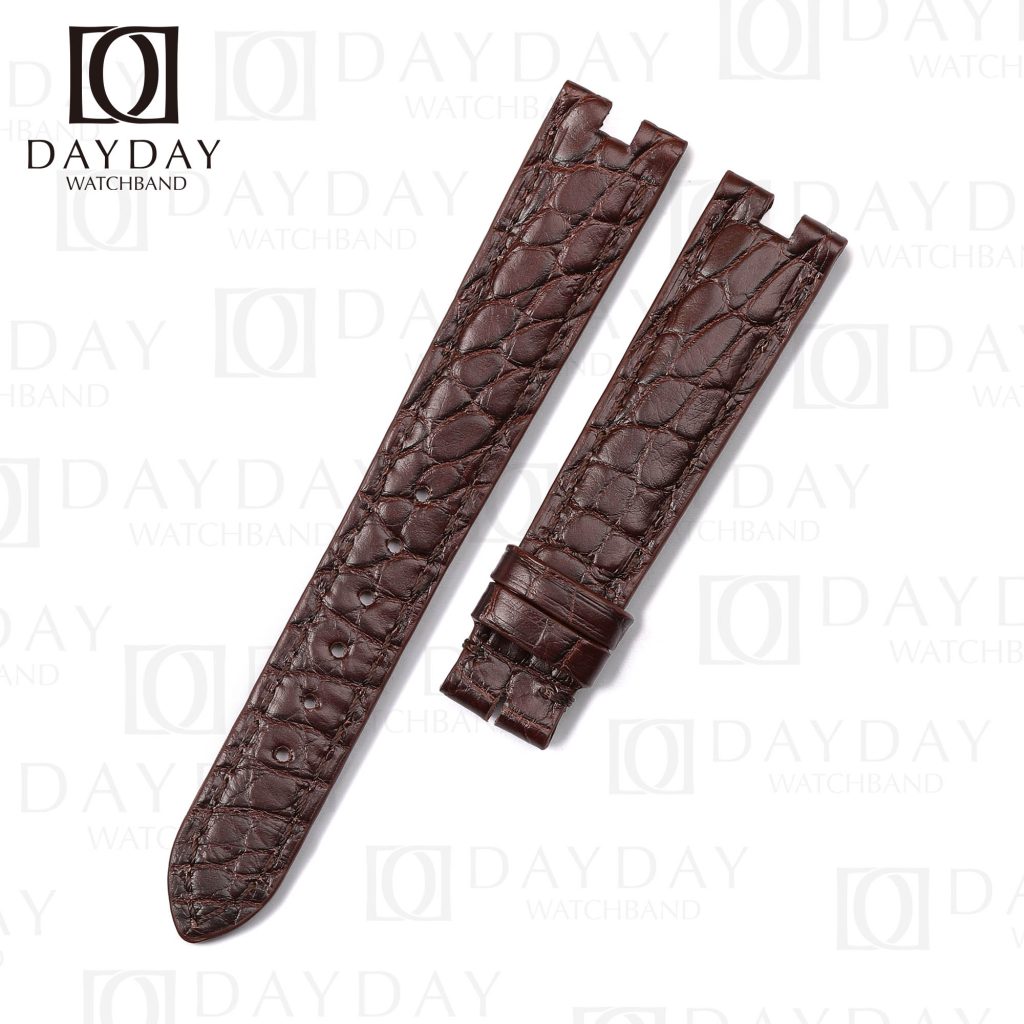 Buy bespoke brown custom round scale alligator watch band replacement for cartier vendome must de for sale