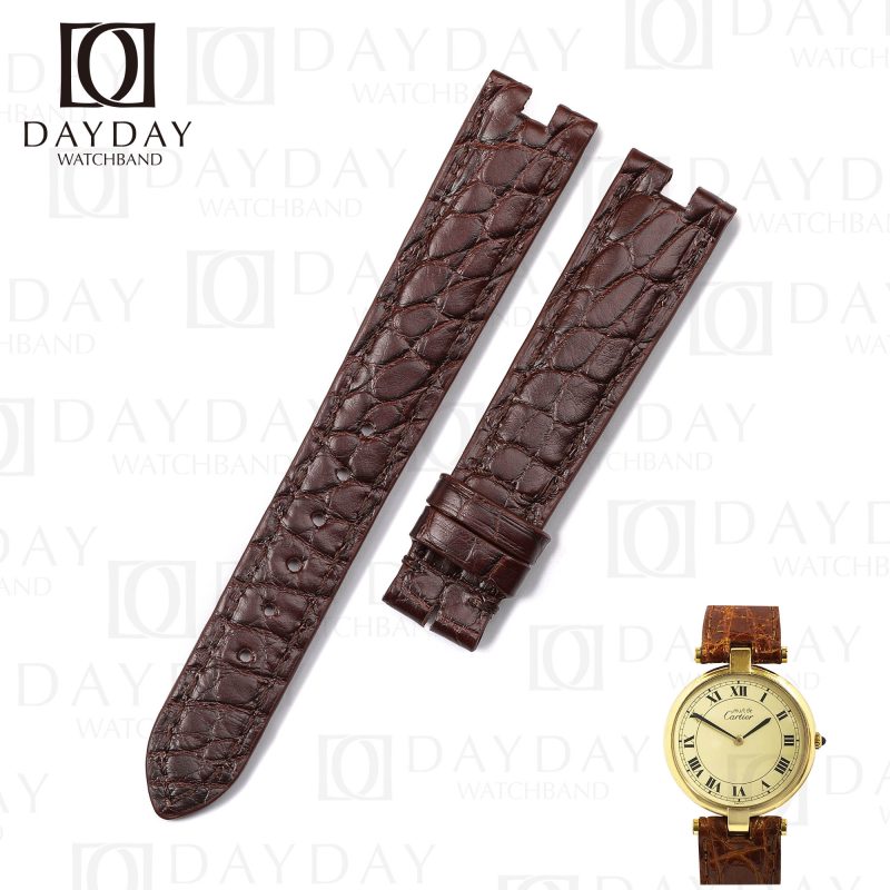 Buy bespoke brown custom round scale alligator watch band replacement for cartier vendome must de for sale (2)