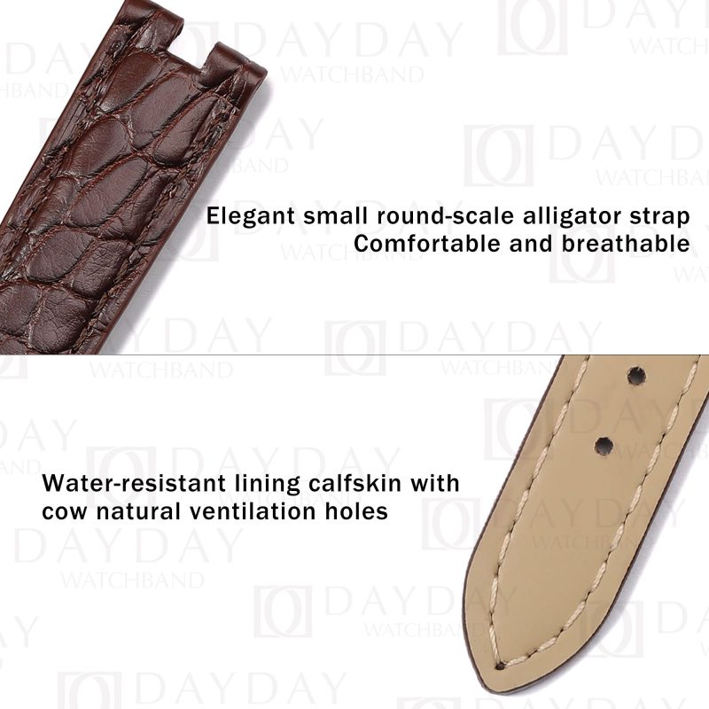 Buy bespoke brown custom round scale crocodile watch strap replacement for cartier vendome must de for sale