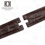 Buy bespoke brown custom round scale crocodile watch straps replacement for cartier vendome must de for sale