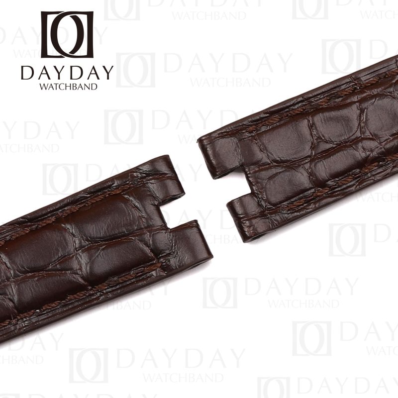 Buy bespoke brown custom round scale crocodile watch straps replacement for cartier vendome must de for sale