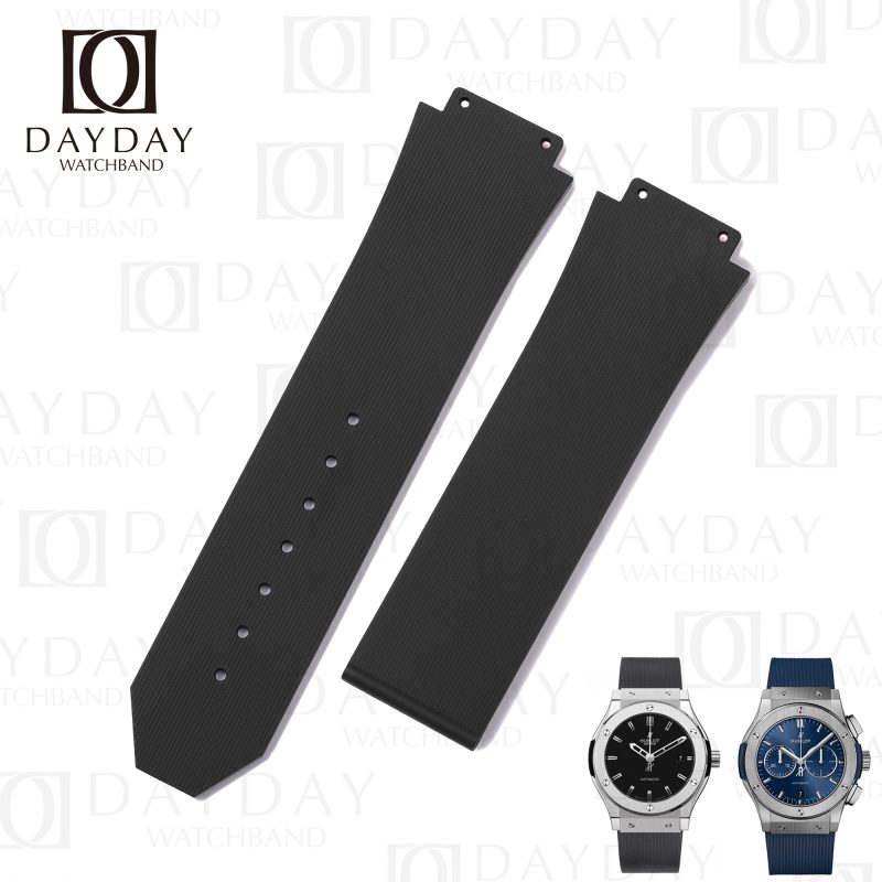 Buy black rubber wrist watch strap band replacement for original Hublot Classic Fusion automatic 42mm, 45mm mens watch for sale