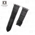 Buy custom best genuine black alligator leather watch strap replacement for Apple watch series 1-7 38mm, 40mm, 44mm, 45mm