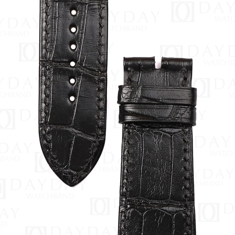 Buy custom best genuine black alligator leather watch strap replacement for Apple watch series 1-7 38mm, 40mm, 44mm, 45mm (2)