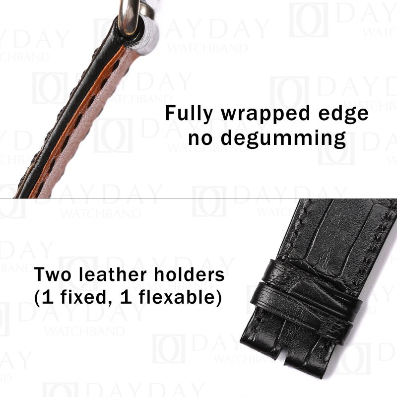 Buy custom best genuine black crocodile leather watch band replacement for Apple watch series 1-7 38mm, 40mm, 44mm, 45mm