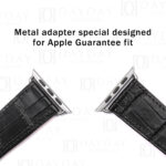Buy custom best genuine black crocodile leather watch strap with adapter replacement for Apple watch series 1-7 38mm, 40mm, 44mm, 45mm