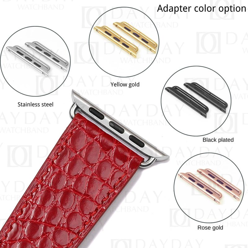 Buy custom genuine red round scale alligator leather watch bands replacement for apple watch 38mm 40mm 44mm 45mm (2)
