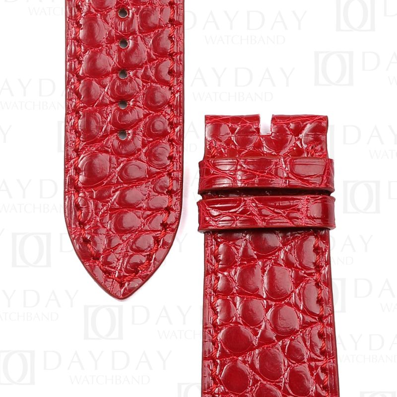 Buy custom genuine red round scale alligator leather watch bands replacement for apple watch 38mm 40mm 44mm 45mm