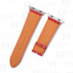 Buy custom genuine red round scale alligator leather watch bands replacement for iwatch 38mm 40mm 44mm 45mm