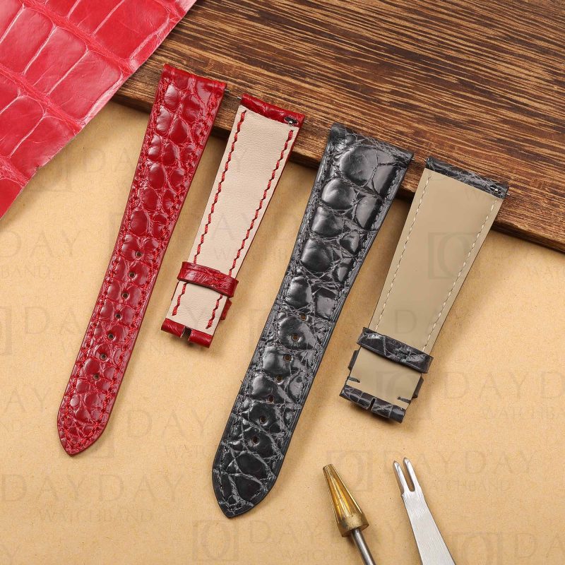 Buy handmade genuine red dark blue round scale crocodile leather strap replacement for Audemars Piguet AP Classic Day Date vintage men's and ladies watch (1)