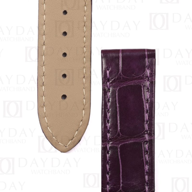 Custom bespoke purple alligator leather strap band replacement for Omega De Ville X2 423.53.37.50.01.001 men's watch (3)