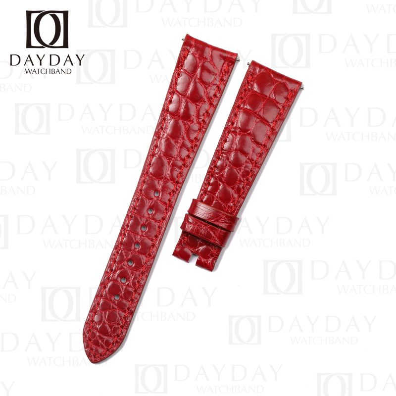 Custom genuine red round scale alligator leather strap replacement for Audemars Piguet Classic Day Date vintage men's and ladies watch