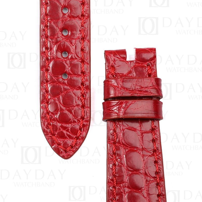 Custom genuine red round scale alligator leather strap replacement for Audemars Piguet Classic men's and ladies watch