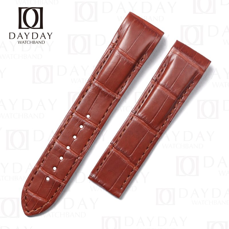 Custom handmade Brown alligator leather strap replacement for Omega De Ville X2 423.53.37.50.01.001 for sale