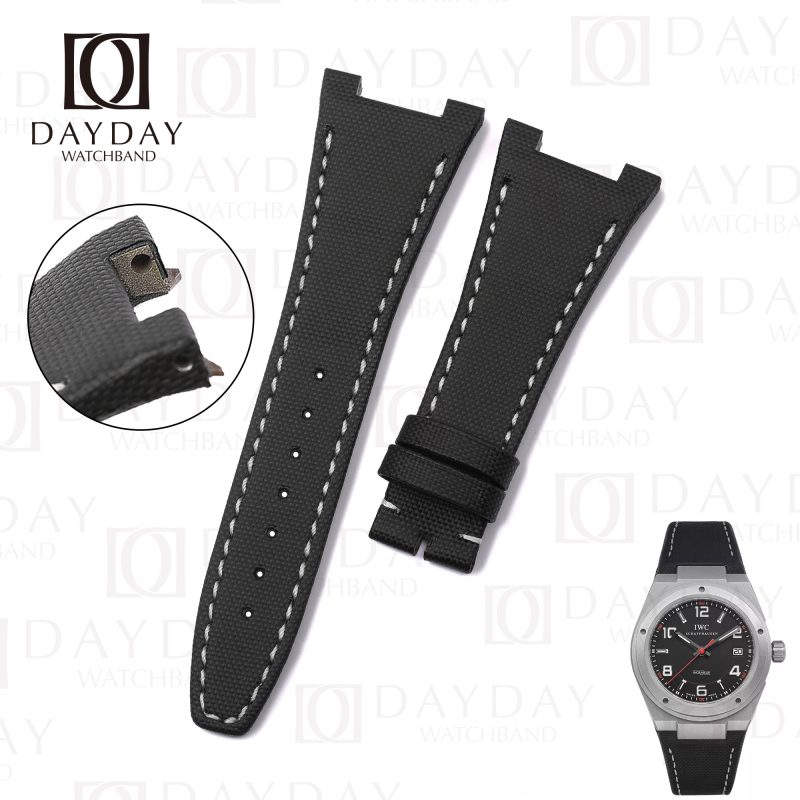 Custom handmade black nylon kevlar canvas oem bracelet belt for IWC Ingenieur AMG IW322703 black series ceramic fo sale (2)