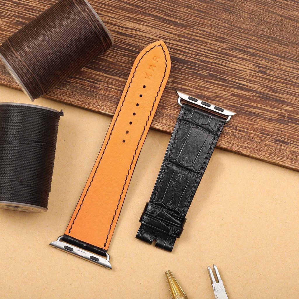 Daydaywatchband custom handmade alligator leather watch strap replacement for Apples watch for sale