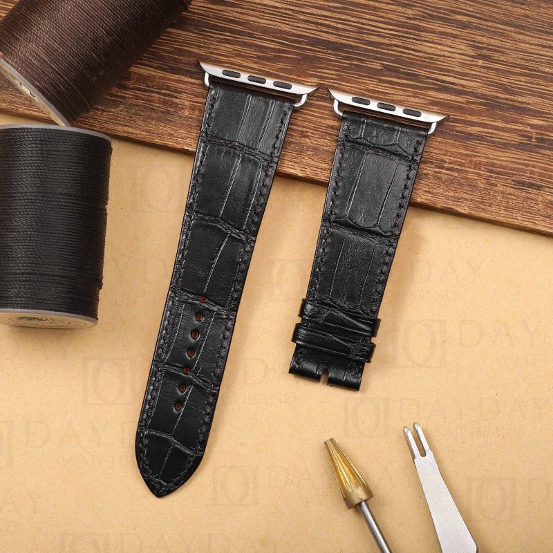 Daydaywatchband custom handmade belly scale alligator leather watch strap band replacement for Apples watch for sale